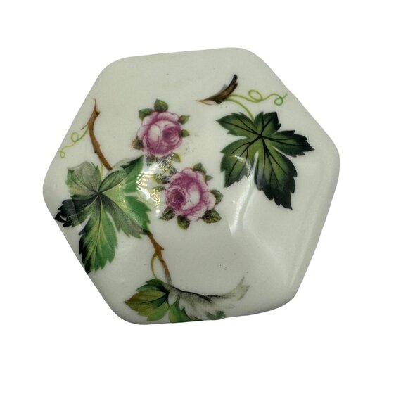 Crownford Fine Bone China Hexagonal Trinket Box With Floral Design - Picture 2 of 5